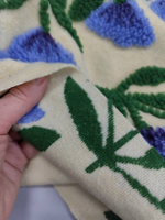 Альпака (шерпа) с объемным рисунком/ Васильки на молочном