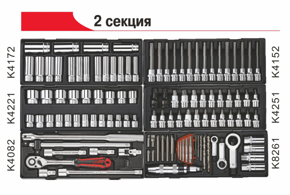 Тележка инструментальная 8 секций (JTC-5641) с набором инструментов 496 предметов JTC