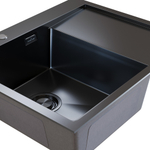 Мойка настол.монтаж 60х50 (3,0) лев. вып 3 1/2  MIXLINE PRO С ФАСКОЙ 20см с сифоном (черный графит)