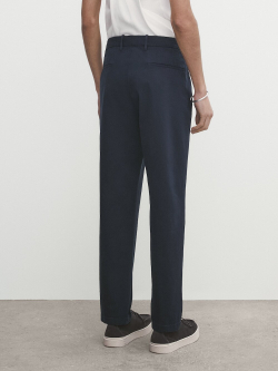 Massimo Dutti Зауженные брюки чинос из трикотина, темно-синий