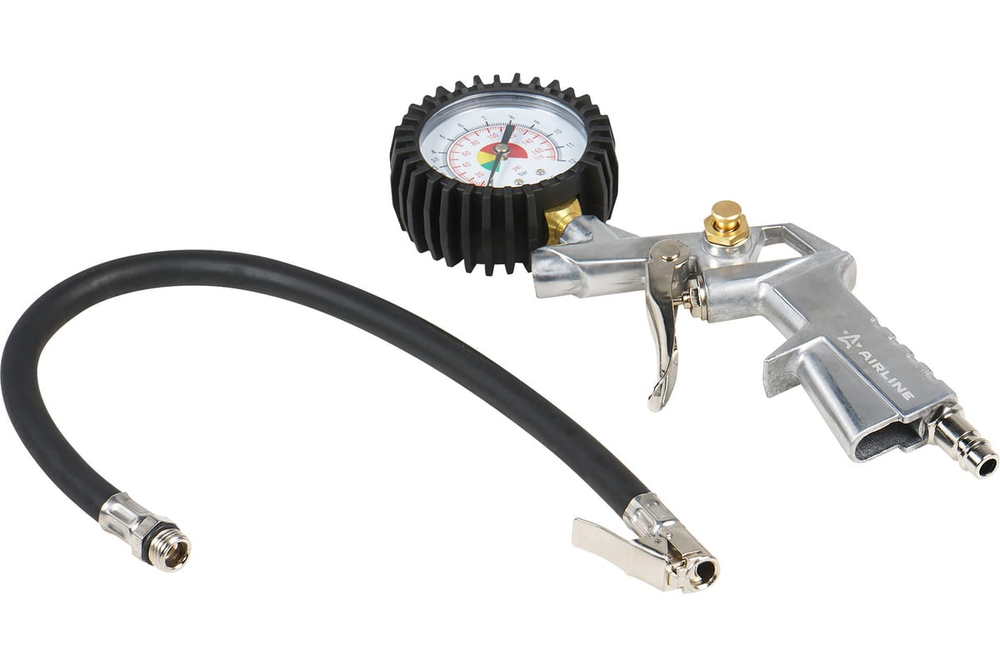 Пневматический пистолет для накачки шин с манометром 8 атм AIRLINE ATBU033