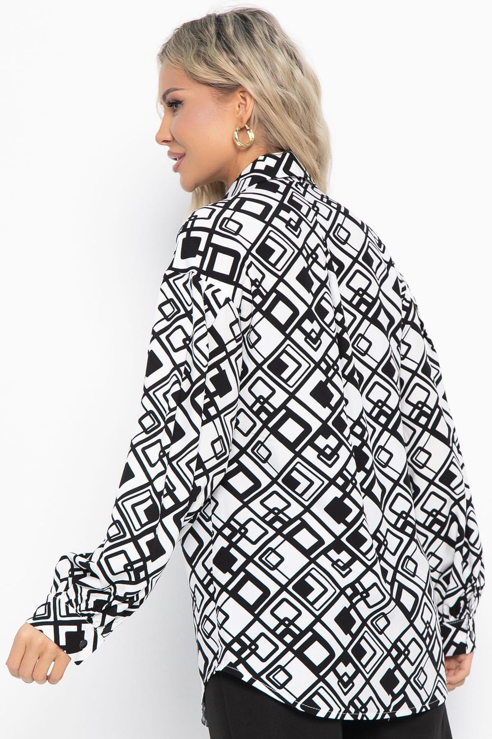 Блуза хлопковая Танец линий (черно-белая) Б14856-14М LT Collection