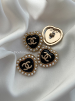 Пуговицы Шан. сердце черное жемчуг