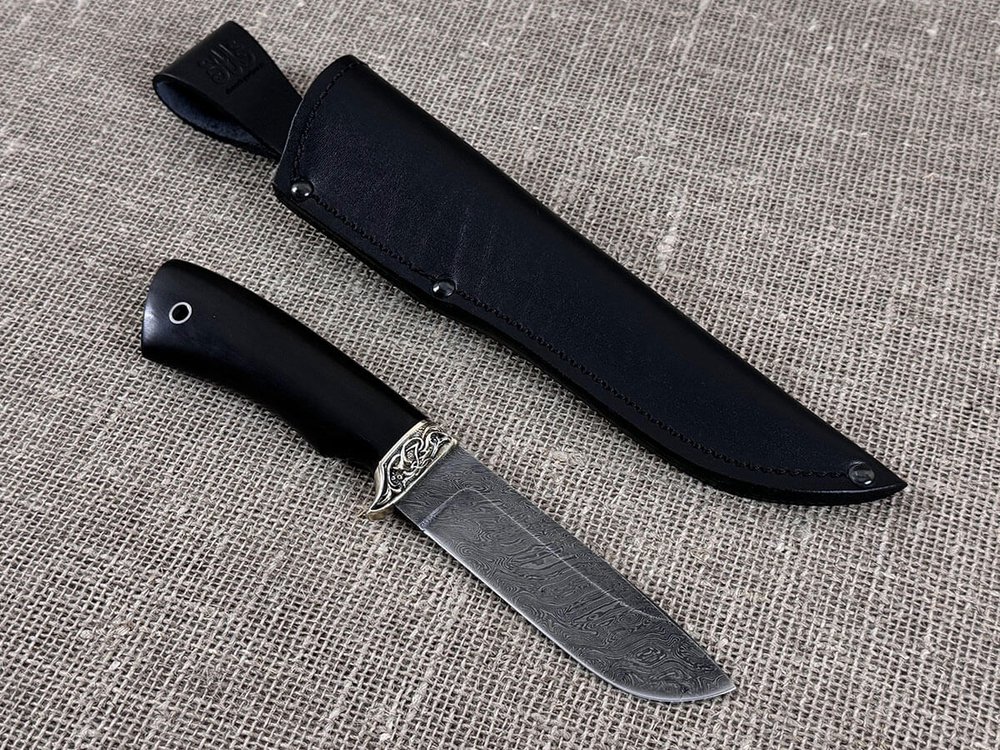 Нож "Корсар", дамасская сталь, рукоять черный граб мореный