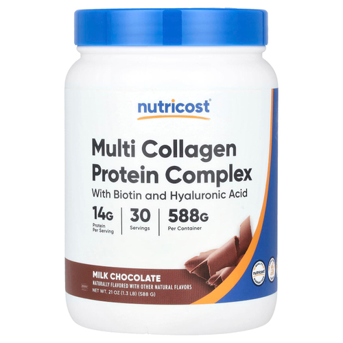 Nutricost, Мультиколлагеновый протеиновый комплекс, молочный шоколад, 588 г (1,3 фунта)