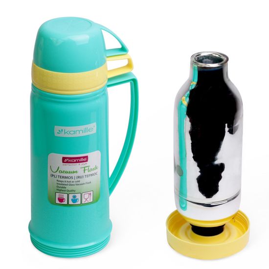 Термос 450 мл пластиковый со стеклянной колбой (2 чашки) Kamille KM-2078