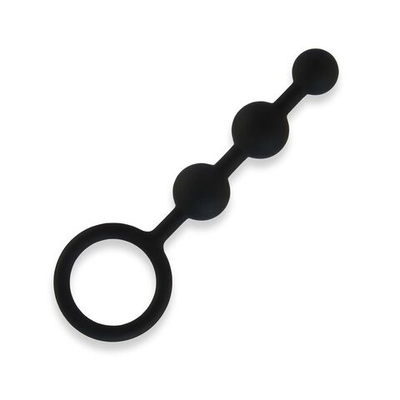 Черные силиконовые анальные бусы Silicone Anal Beads - 14 см. (Цвет: черный)