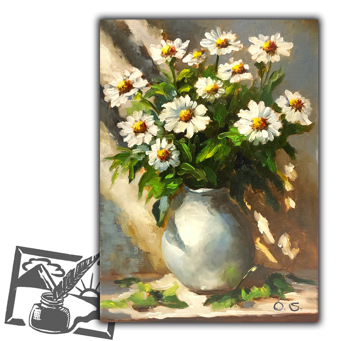 Открытка почтовая. Соколова Ольга. Букет ромашек