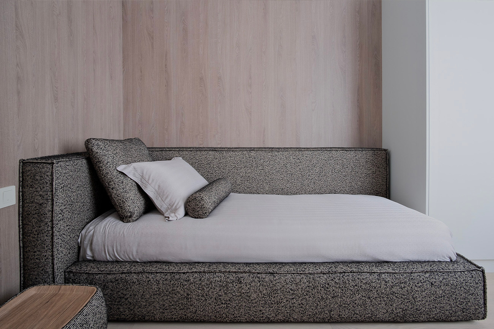 Кровать Garda Decor детская угловая Руна (Runa)-80 с мех шенилл серая Seppia-Ser 114*215*80 см