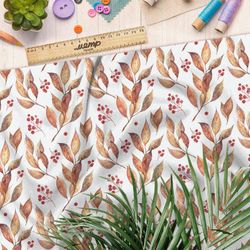 Ткань шелк Армани осенние листочки изящные