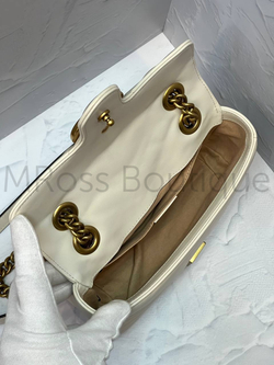 Белая сумка Gucci GG Marmont (Гуччи) премиум класса