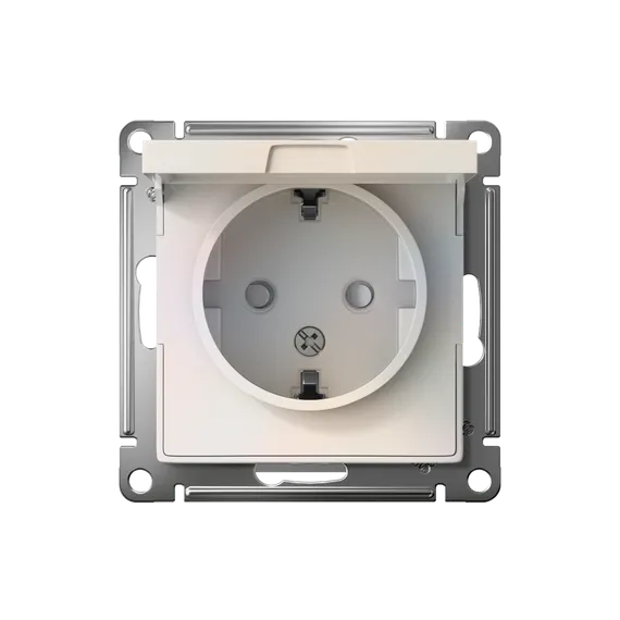 Розетка 1-м СП AtlasDesign 16А IP20 с заземл. защ. шторки с крышкой механизм жемчуж. SE ATN000446