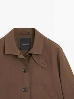 Massimo Dutti Куртка из смесового хлопка с карманами, коричневый