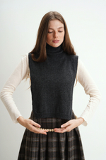 Манишка из кашемира с мериносом цвета графит ПРЕДЗАКАЗ