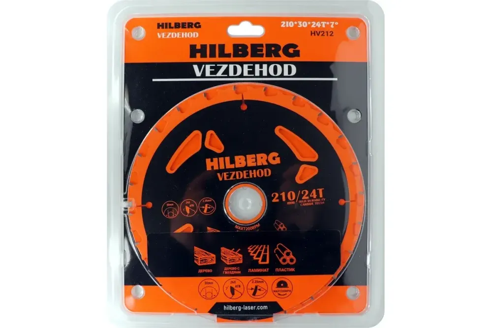 Диск пильный Hilberg Vezdehod 210*30*24Т*7 град. HV212