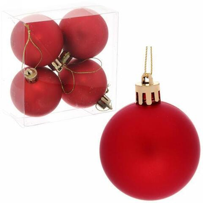 Новогодние шары 5 см (набор 4 шт) "Матовый", красный (Серпантин)