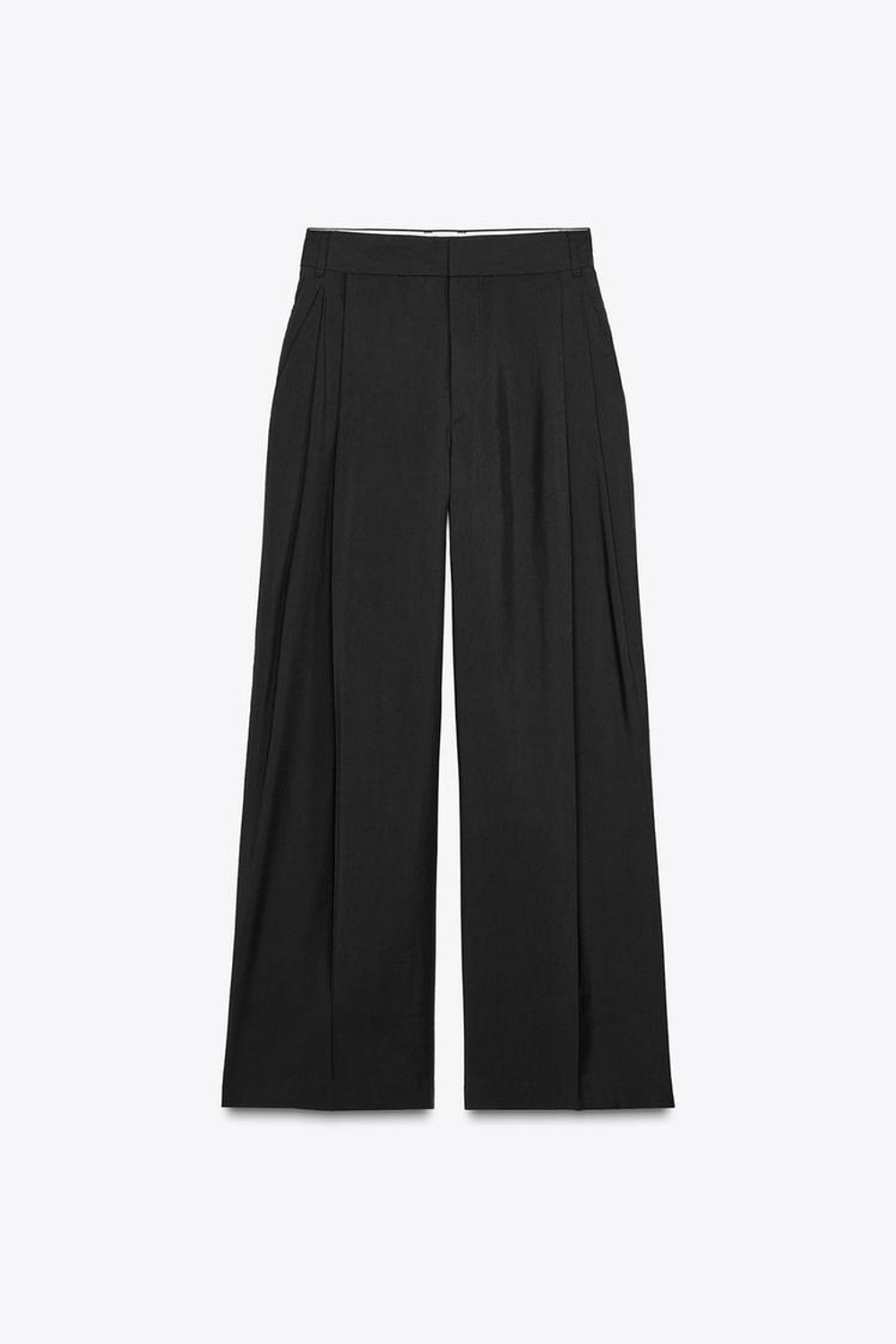 ZARA БРЮКИ С ДВУМЯ СКЛАДКАМИ И КЛАПАНАМИ, ЧЕРНЫЙ