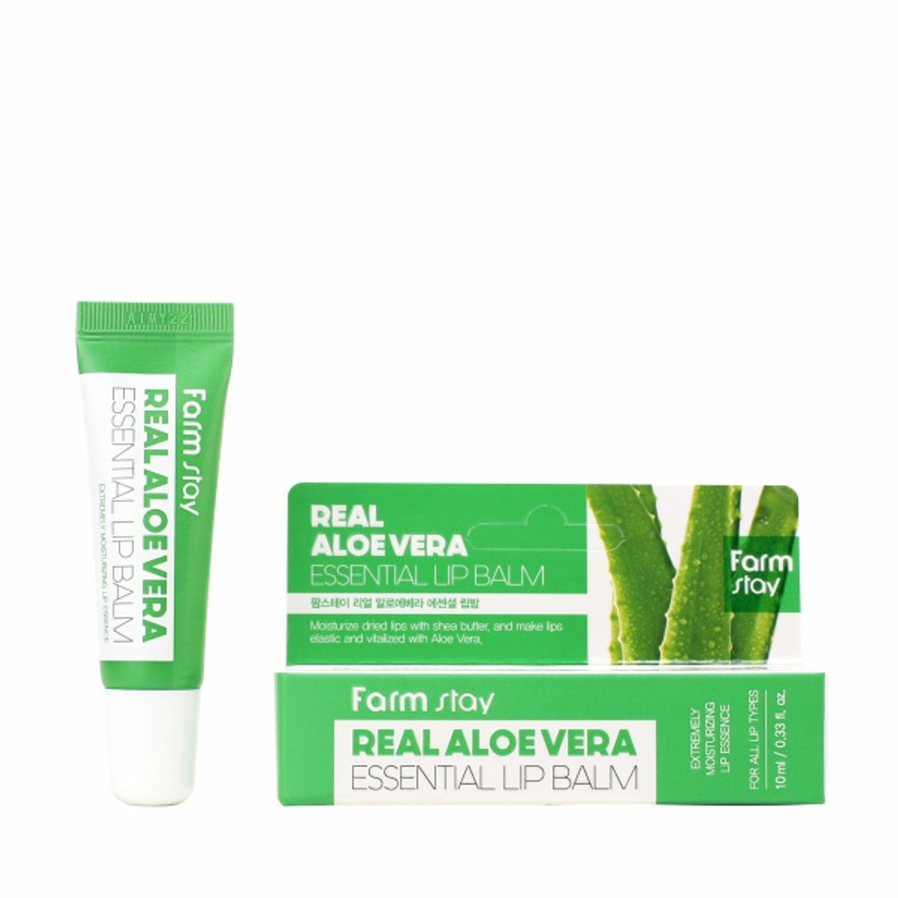 Farmstay Суперувлажняющий бальзам-эссенция для губ с соком алое FarmStay Real Aloe Essential Lip Balm, 10 мл