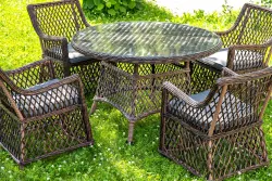 "Доппио" обеденная группа плетеная, цвет коричневый