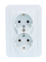 Двойная розетка с заземлением, белая Makel Mimoza 12082