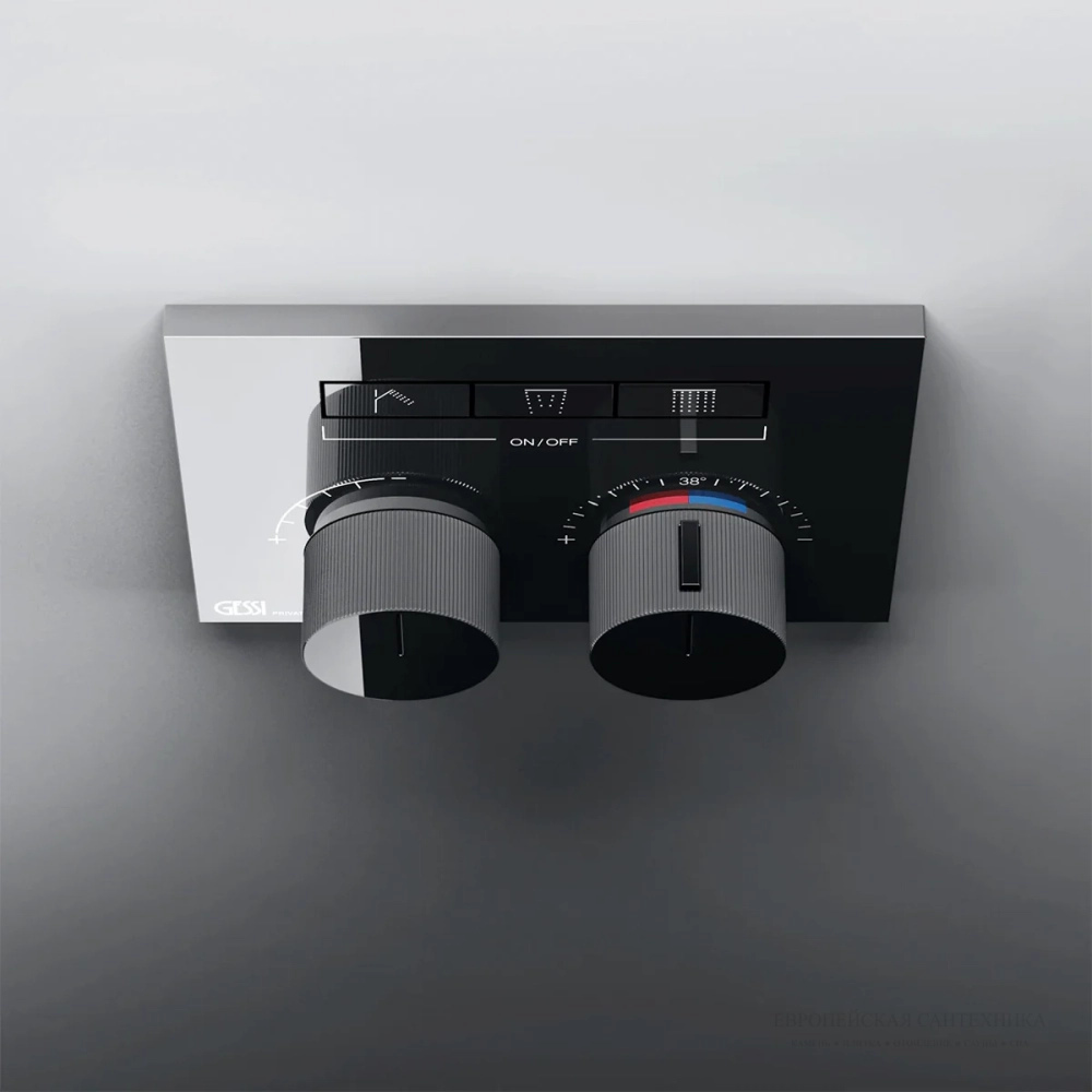 Термостат Gessi HI-FI, до 3-х функций одновременно, встраиваемый, настенный, цвет Black Metal Brushed PVD