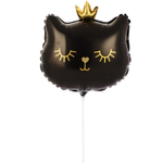 Шар Фольгированный Голова кошки в короне черная (Черный)