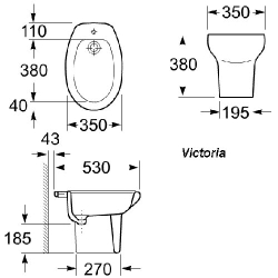 Биде напольное Roca Victoria 357390000 схема