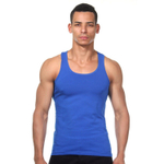 Синяя хлопковая майка-борцовка (Размер: L) (Цвет: синий)