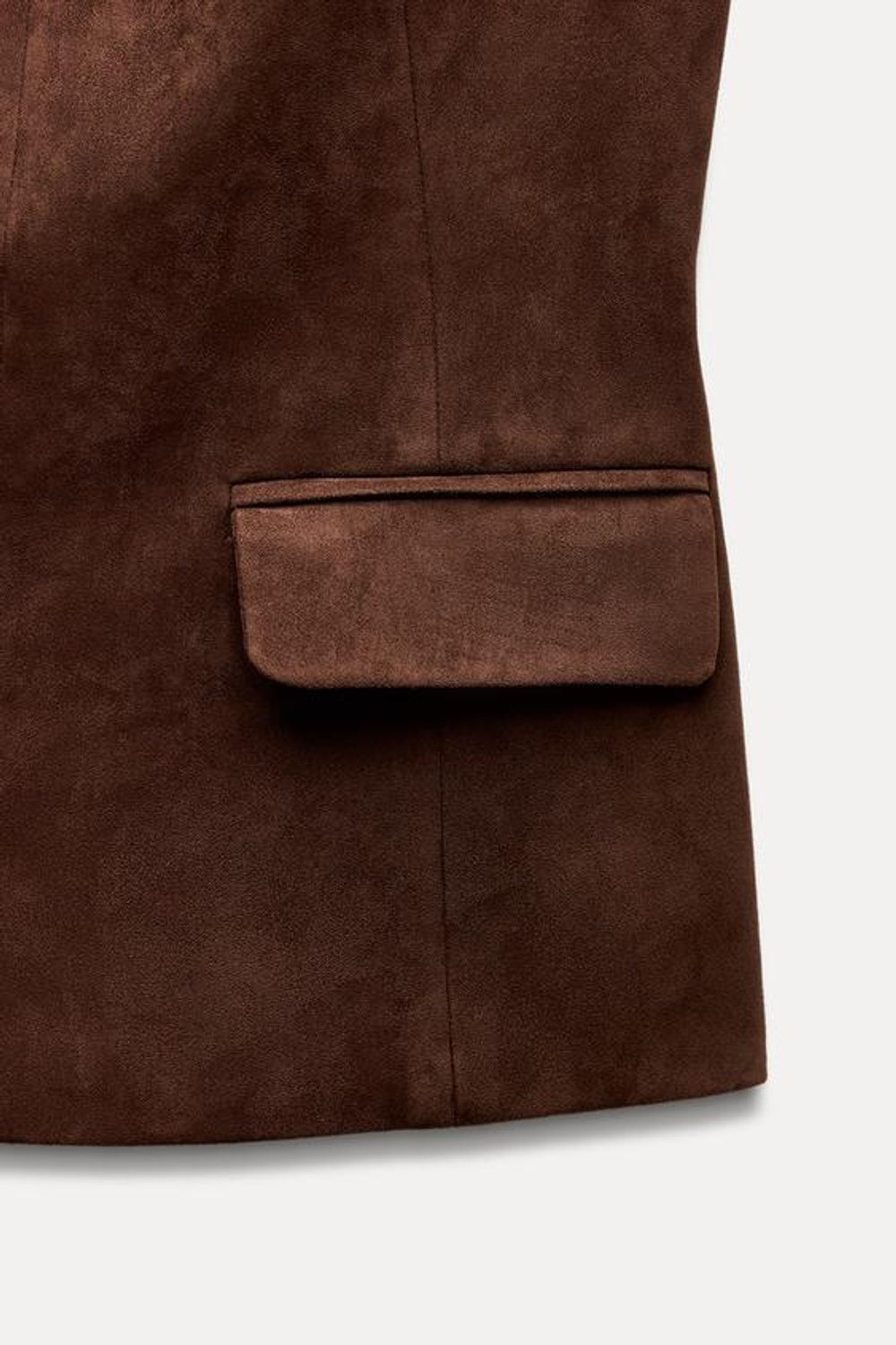 ZARA ТОП ИЗ ИСКУССТВЕННОЙ ЗАМШИ, КОРИЧНЕВЫЙ