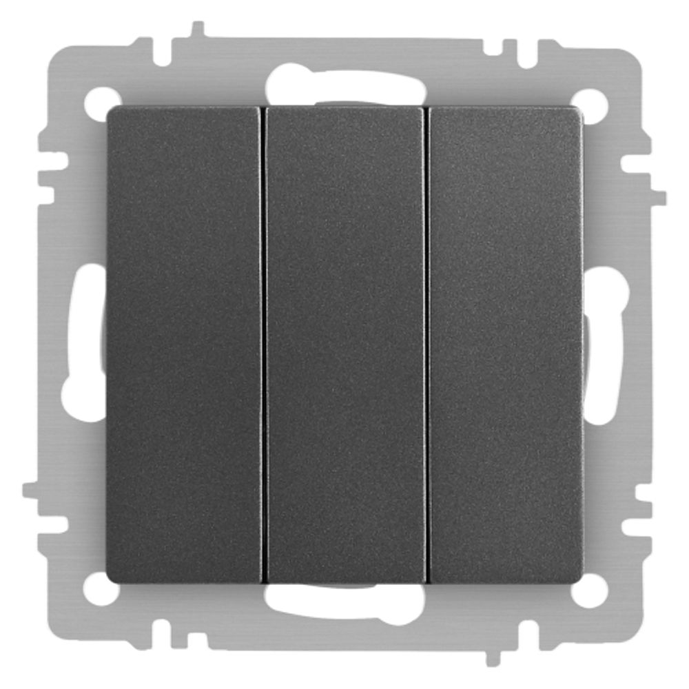 Выключатель Intro Accent 6-106-07 тройной, 10А-250В, IP20, СУ, AL/CU, графит | Intro