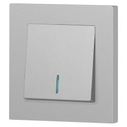 Выключатель Intro Accent 6-102-03 с подсветкой, 10А-250В, IP20, СУ, AL/CU, алюминий | Intro