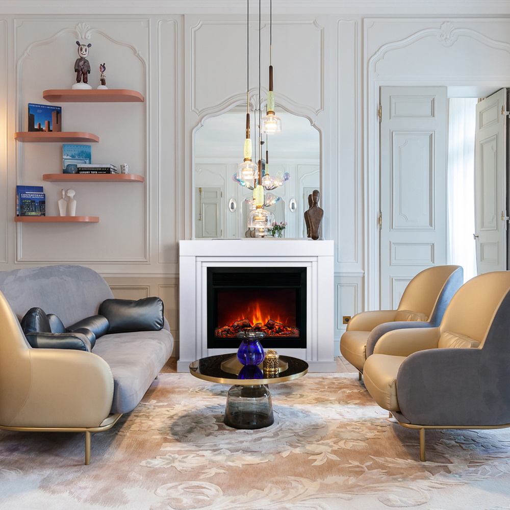 Каминокомплект Real Flame Stanley 26 WT с очагом Moonblaze Deluxe Black