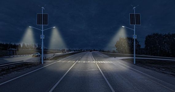 Автономная система освещения на опоре (2 солнечные панели 200 Вт + ветрогенератор 400 Вт), фото №975555295