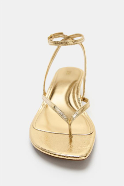 ZARA БОСОНОЖКИ KITTEN С МЕТАЛЛИЧЕСКИМ БЛЕСКОМ, ЗОЛОТИСТЫЙ
