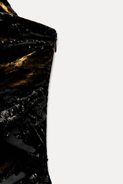 ZARA БАРХАТНЫЙ ТОП, РАЗНОЦВЕТНЫЙ