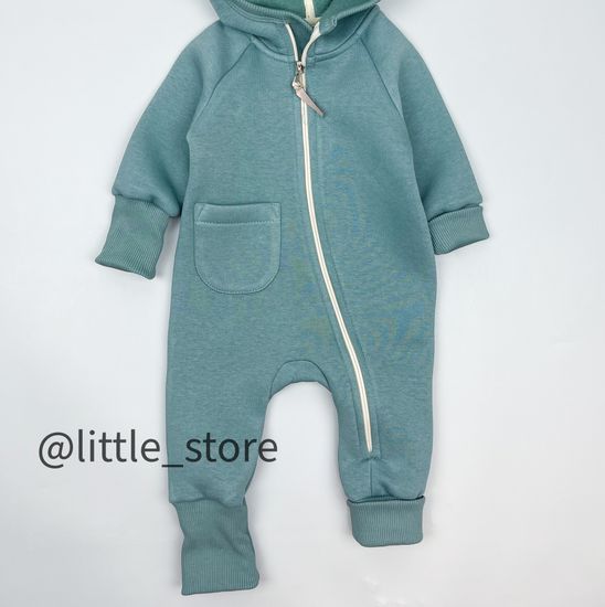 Комбинезон "Simple" из футера с начесом, Темный шалфей