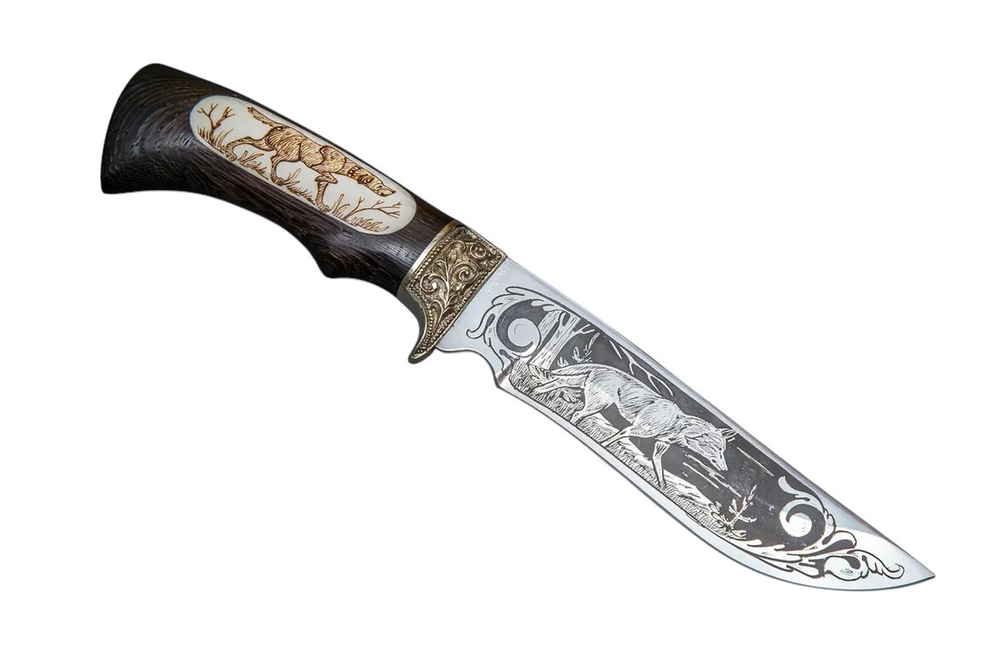 Нож кузница Семина Галеон кованый 95x18 венге, литье, кость, гравировка