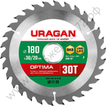 URAGAN Optima 180х30/20мм 30Т, диск пильный по дереву