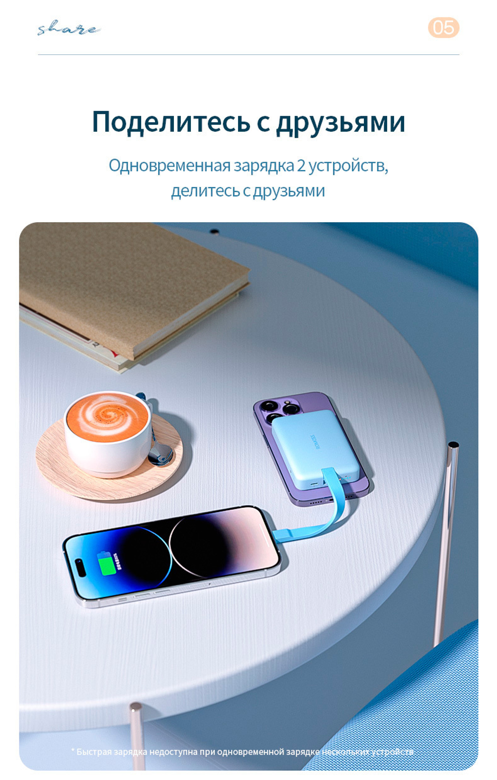 Romoss WMS 10 черный 10000 мА*ч, 30 Вт, позиционирование, беспроводная зарядка