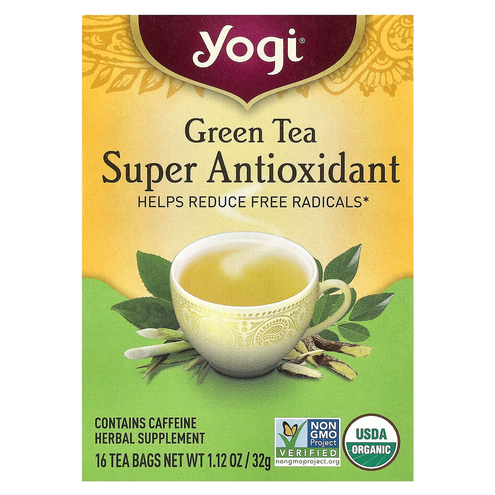 Yogi Tea, суперантиоксидант, зеленый чай, 16 чайных пакетиков, 32 г (1,12 унции)