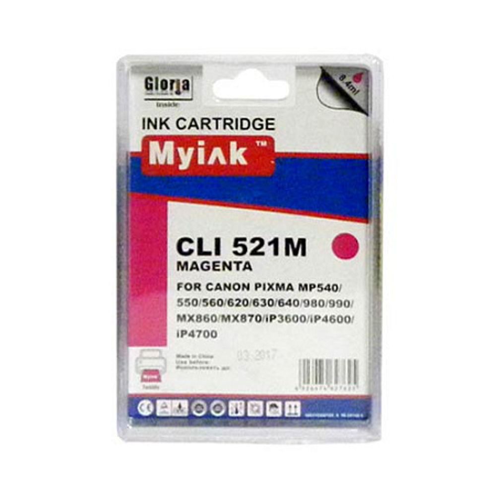 Картридж для CANON  CLI-521  M PIXMA iP3600/4600/MP540/620/630/980 Magenta (8,4ml, Dye) MyInk