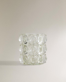 ZARA HOME ПОДСВЕЧНИК С ДЕТАЛЯМИ СФЕРИЧЕСКОЙ ФОРМЫ, ПРОЗРАЧНЫЙ