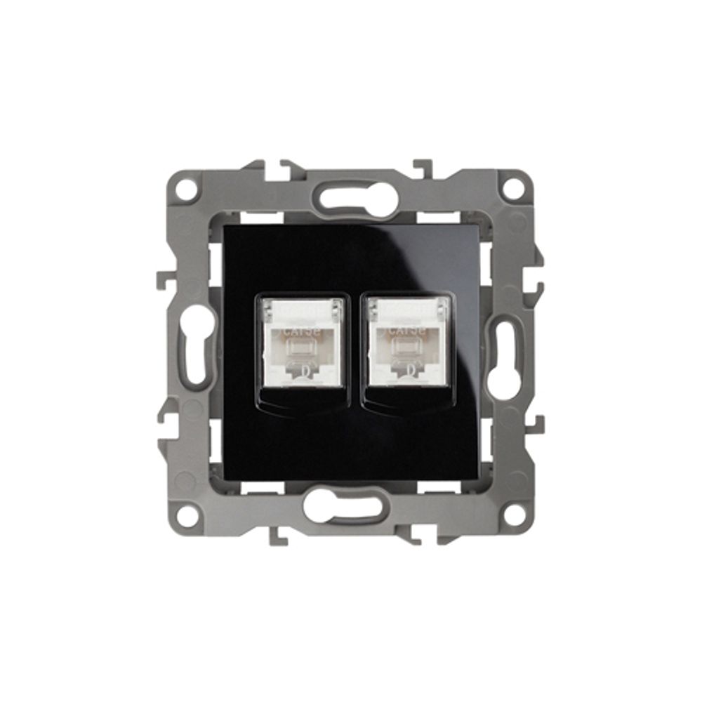 12-3108-06 ЭРА Розетка информационная двойная 2XRJ45, IP20, Эра12, чёрный | Эра 12 Черный