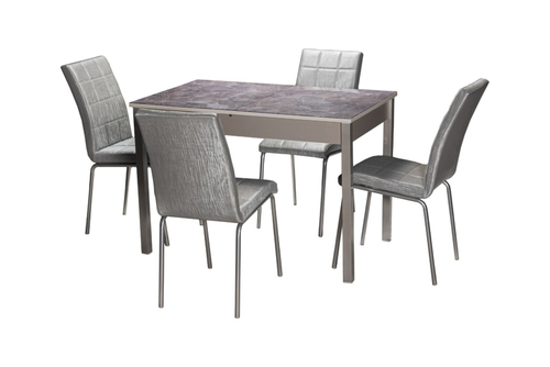 Комплект: Стол Бристоль М80 Мрамор со стульями Эмполи серый