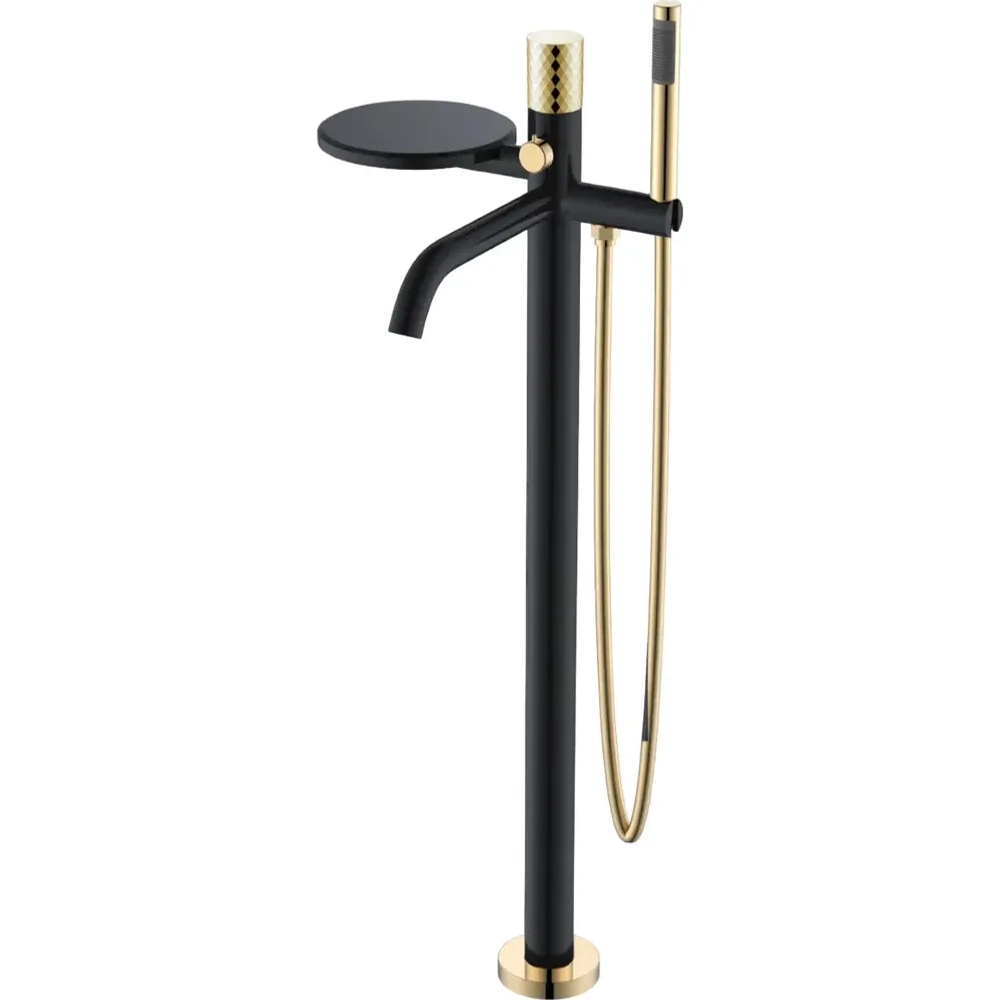 Напольный смеситель для ванны с душем Boheme Stick 129-BG black diamond gold