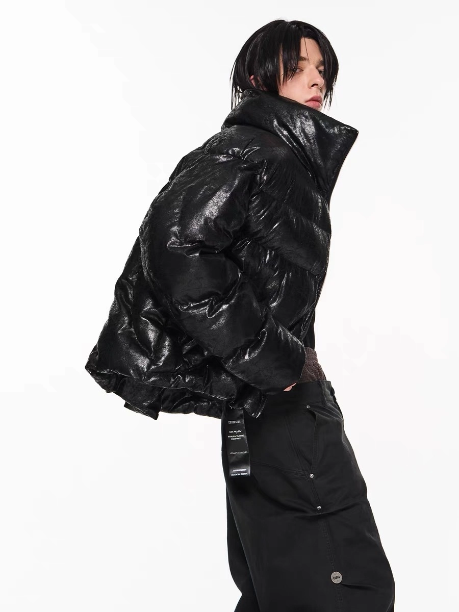 Пуховик BLIND "Crack" Leather Puffer Jacket