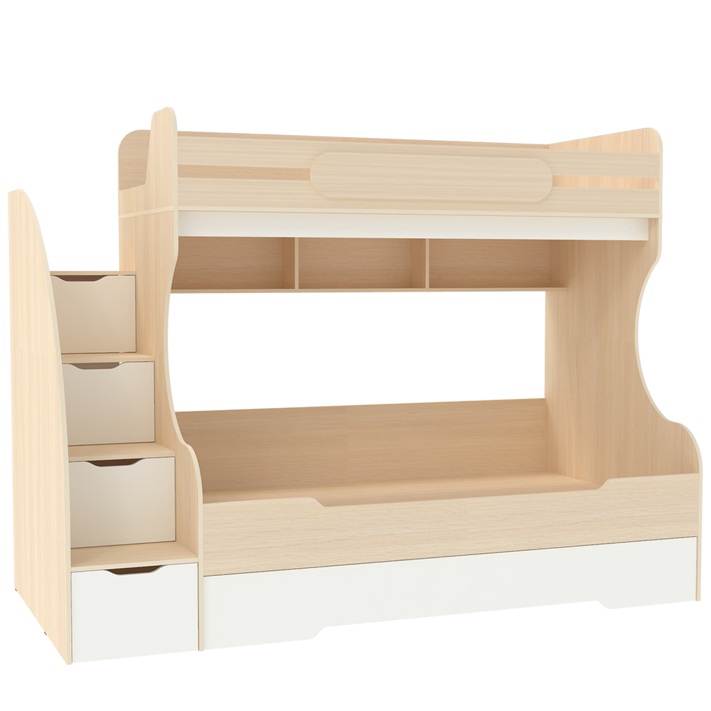 Трехъярусная кровать КарИВи БИГ  Дуб Молочный Белый