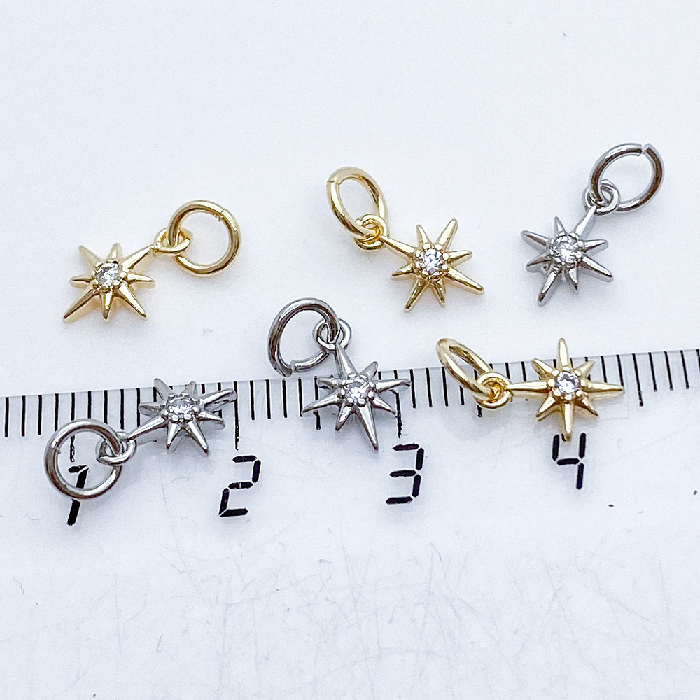 Подвеска Звезда, цвет серебро (родий), фианит, размер 10*7 мм, цена за 1 шт