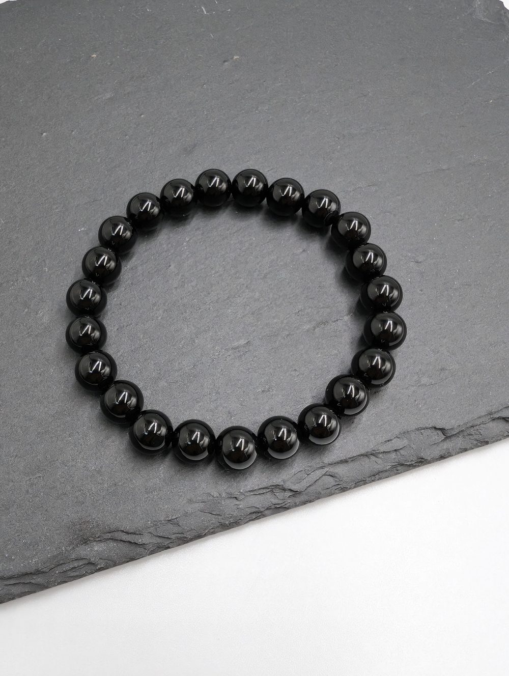Браслет черный агат имитация 8мм