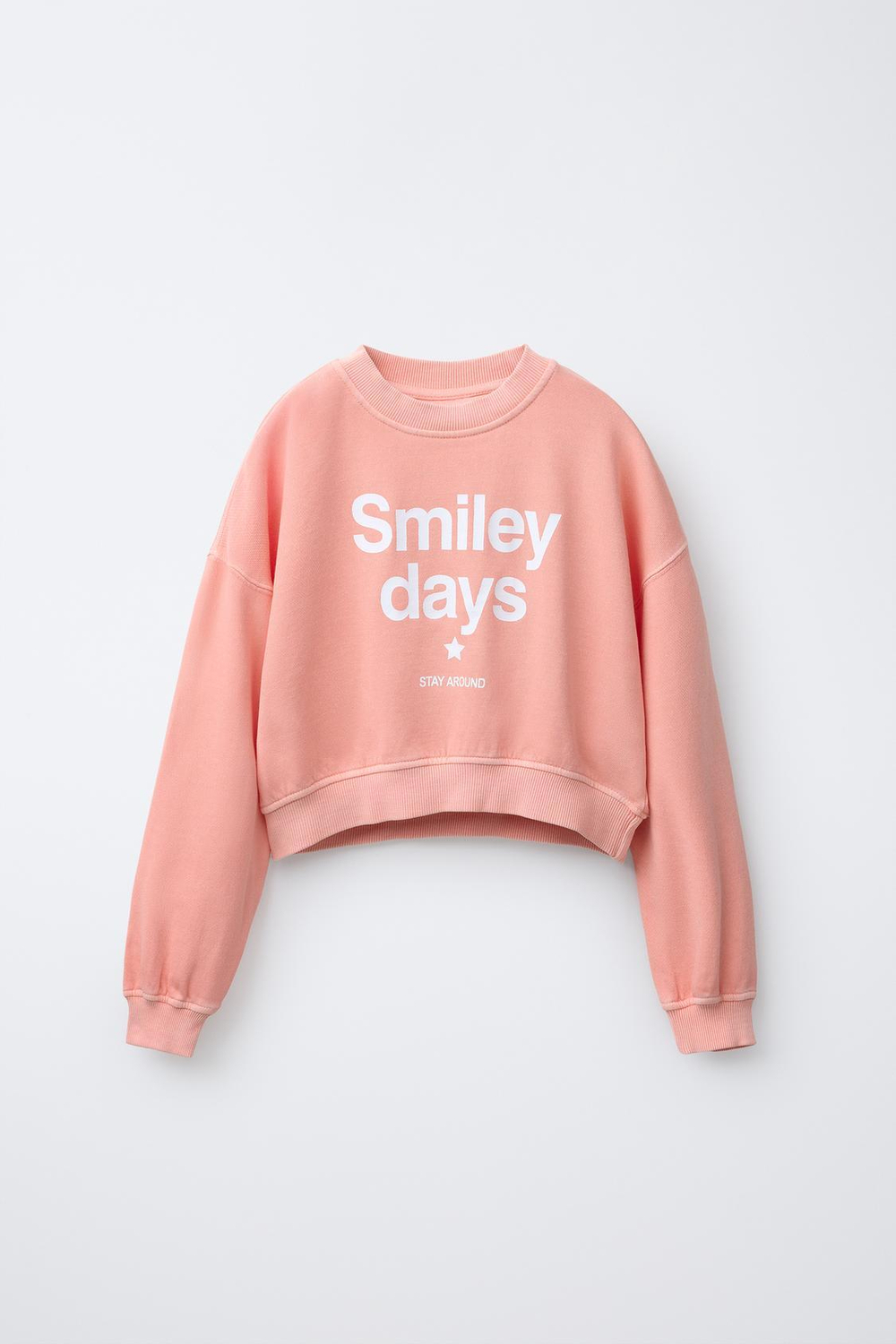 ZARA КОМПЛЕКТ ИЗ ТОЛСТОВКИ И ШОРТОВ С НАДПИСЬЮ, ПЕРСИКОВЫЙ